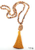Boho Necklace, RH Rose Quart Amazonite, Oval Tassel Pink Natural Stone